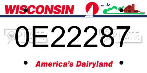 0E22287 Wisconsin License Plate