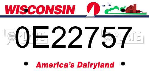 0E22757 Wisconsin License Plate