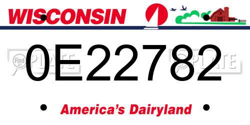 0E22782 Wisconsin License Plate