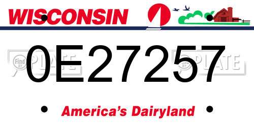 0E27257 Wisconsin License Plate