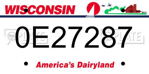 0E27287 Wisconsin License Plate