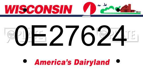 0E27624 Wisconsin License Plate