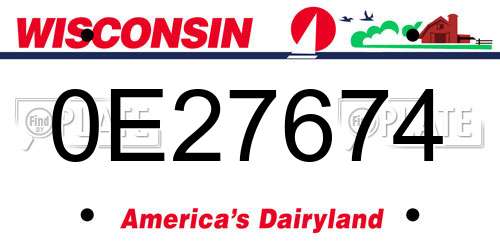 0E27674 Wisconsin License Plate