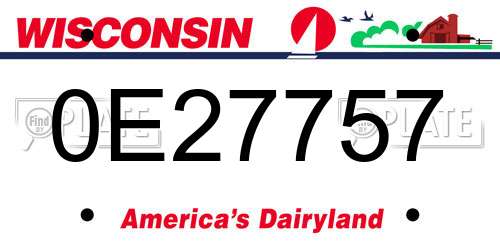 0E27757 Wisconsin License Plate