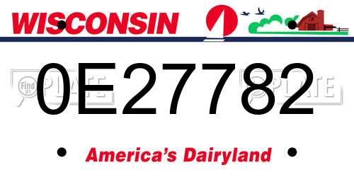 0E27782 Wisconsin License Plate