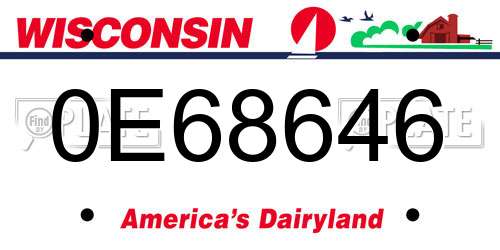 0E68646 Wisconsin License Plate