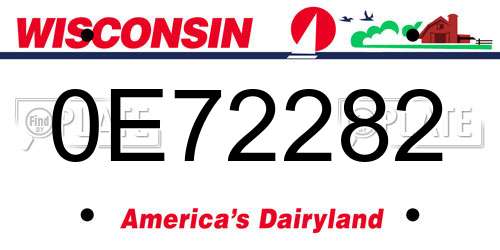 0E72282 Wisconsin License Plate