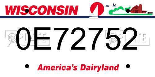 0E72752 Wisconsin License Plate