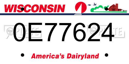 0E77624 Wisconsin License Plate