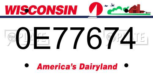 0E77674 Wisconsin License Plate