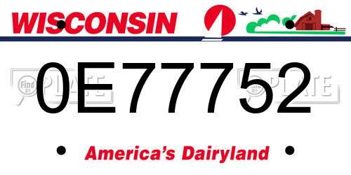 0E77752 Wisconsin License Plate