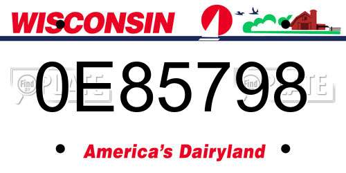 0E85798 Wisconsin License Plate