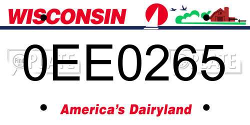 0EE0265 Wisconsin License Plate