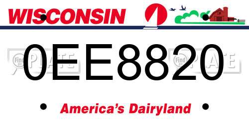 0EE8820 Wisconsin License Plate