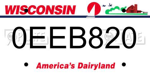 0EEB820 Wisconsin License Plate