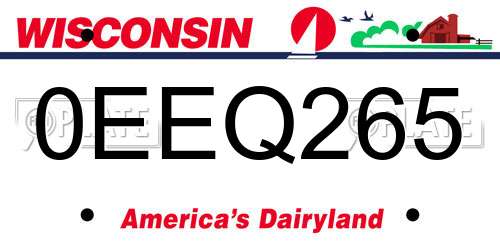 0EEQ265 Wisconsin License Plate