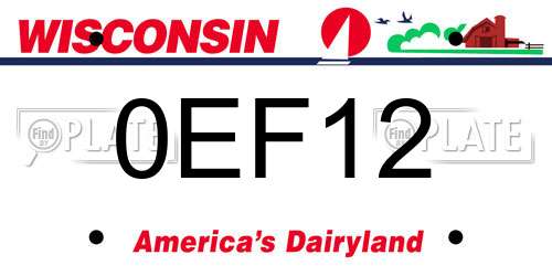 0EF12 Wisconsin License Plate