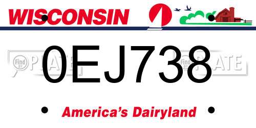 0EJ738 Wisconsin License Plate