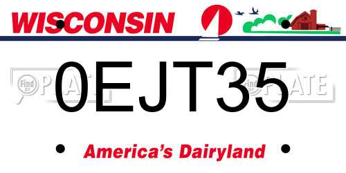 0EJT35 Wisconsin License Plate