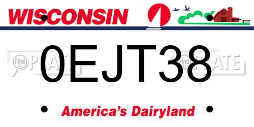 0EJT38 Wisconsin License Plate