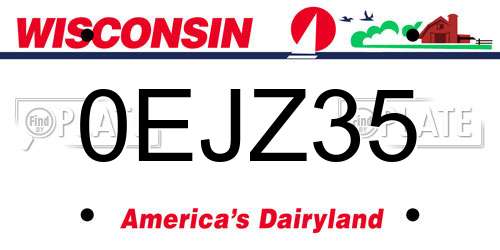 0EJZ35 Wisconsin License Plate