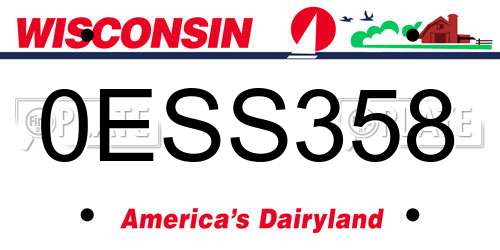 0ESS358 Wisconsin License Plate