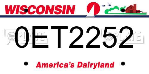 0ET2252 Wisconsin License Plate