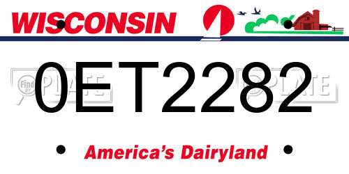 0ET2282 Wisconsin License Plate