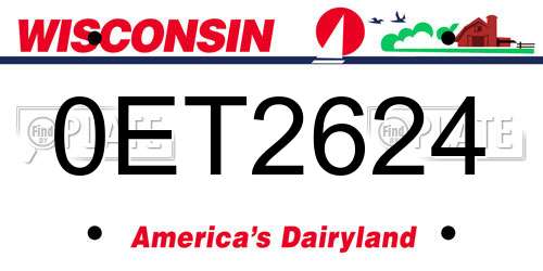 0ET2624 Wisconsin License Plate