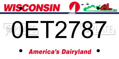 0ET2787 Wisconsin License Plate