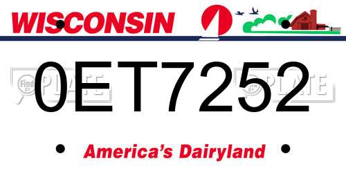 0ET7252 Wisconsin License Plate