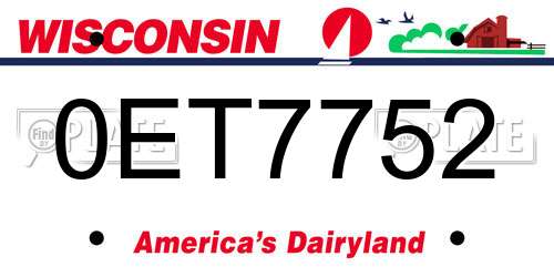 0ET7752 Wisconsin License Plate