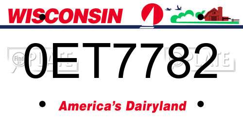 0ET7782 Wisconsin License Plate
