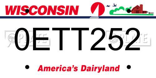0ETT252 Wisconsin License Plate