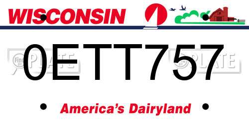 0ETT757 Wisconsin License Plate