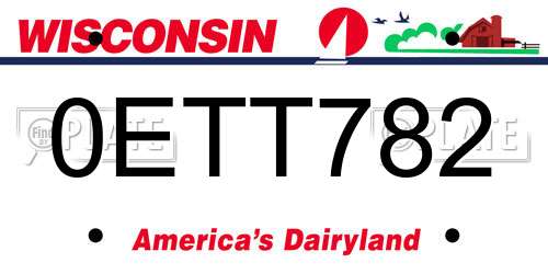0ETT782 Wisconsin License Plate