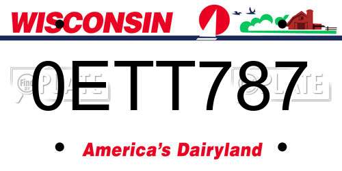 0ETT787 Wisconsin License Plate