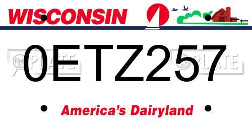 0ETZ257 Wisconsin License Plate