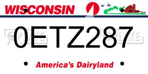 0ETZ287 Wisconsin License Plate