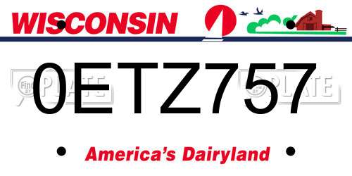 0ETZ757 Wisconsin License Plate