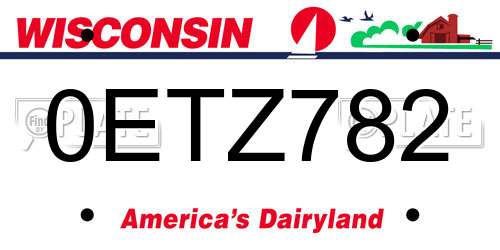 0ETZ782 Wisconsin License Plate