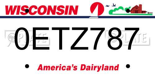 0ETZ787 Wisconsin License Plate