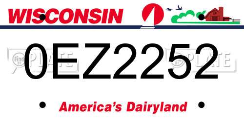 0EZ2252 Wisconsin License Plate
