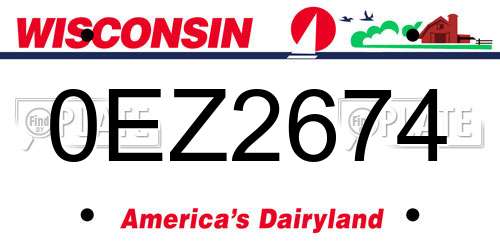 0EZ2674 Wisconsin License Plate