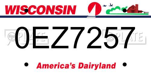 0EZ7257 Wisconsin License Plate