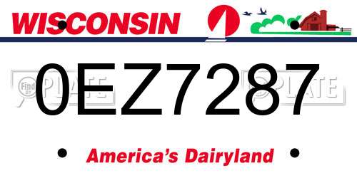 0EZ7287 Wisconsin License Plate