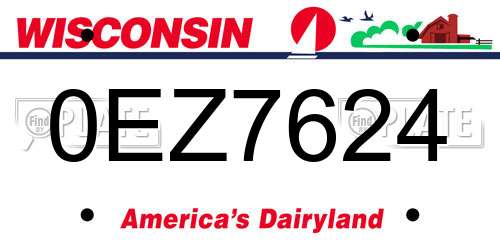 0EZ7624 Wisconsin License Plate