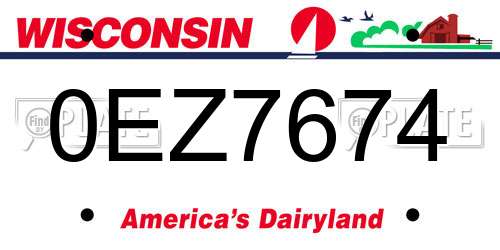 0EZ7674 Wisconsin License Plate