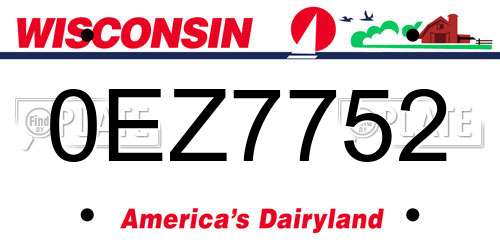 0EZ7752 Wisconsin License Plate