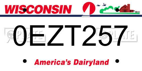 0EZT257 Wisconsin License Plate